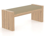 Canadel Loft Upholstered Bench 5073 in XY Faux Leather and 20 Caramel Washed, three-quarter view