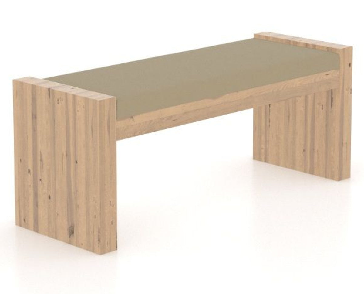 Canadel Loft Upholstered Bench 5073 in XY Faux Leather and 20 Caramel Washed, three-quarter view