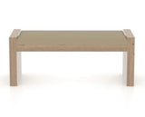 Canadel Loft Upholstered Bench 5073 in XY Faux Leather and 25 Pecan Washed, front view