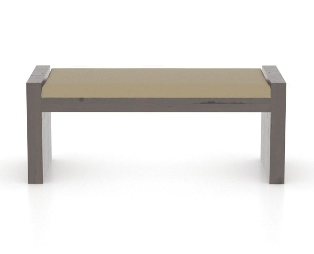 Canadel Loft Upholstered Bench 5073 in XY Faux Leather and 29 Hazelnut Washed, back view