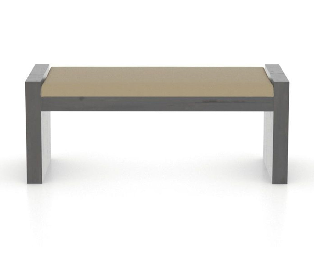 Canadel Loft Upholstered Bench 5073 in XY Faux Leather and 59 Davy's Grey, back view