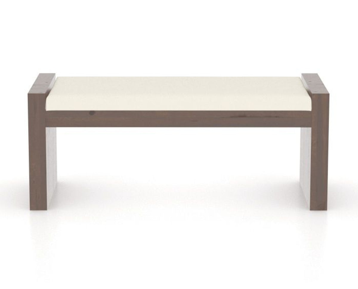 Canadel Loft Upholstered Bench 5073 in YJ Faux Leather and 19 Cognac Washed, back view