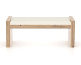 Canadel Loft Upholstered Bench 5073 in YJ Faux Leather and 20 Caramel Washed, back view