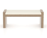 Canadel Loft Upholstered Bench 5073 in YJ Faux Leather and 25 Pecan Washed, front view