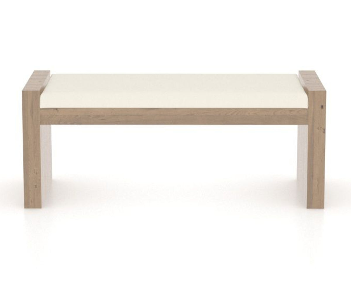 Canadel Loft Upholstered Bench 5073 in YJ Faux Leather and 25 Pecan Washed, front view