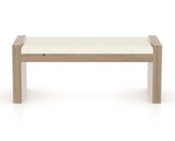 Canadel Loft Upholstered Bench 5073 in YJ Faux Leather and 25 Pecan Washed, back view