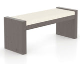 Canadel Loft Upholstered Bench 5073 in YJ Faux Leather and 29 Hazelnut Washed, three-quarter view
