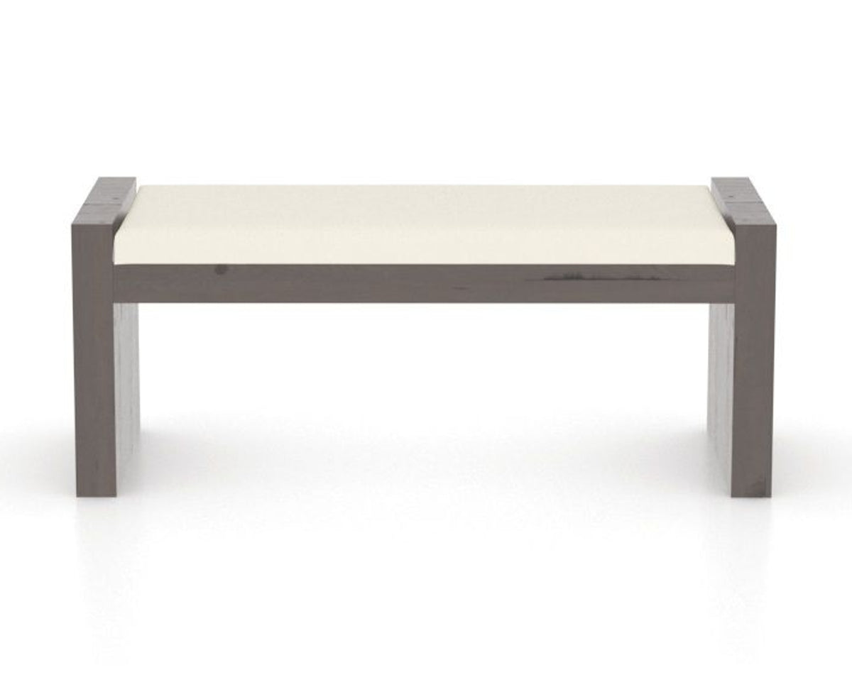Canadel Loft Upholstered Bench 5073 in YJ Faux Leather and 29 Hazelnut Washed, back view