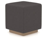 Canadel Loft Upholstered Bench 5169 in XU Faux Leather and 25 Pecan Washed, three-quarter view