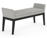 Canadel Downtown Upholstered Bench 5170 in 7C Fabric and 05 Peppercorn Washed, three-quarter view