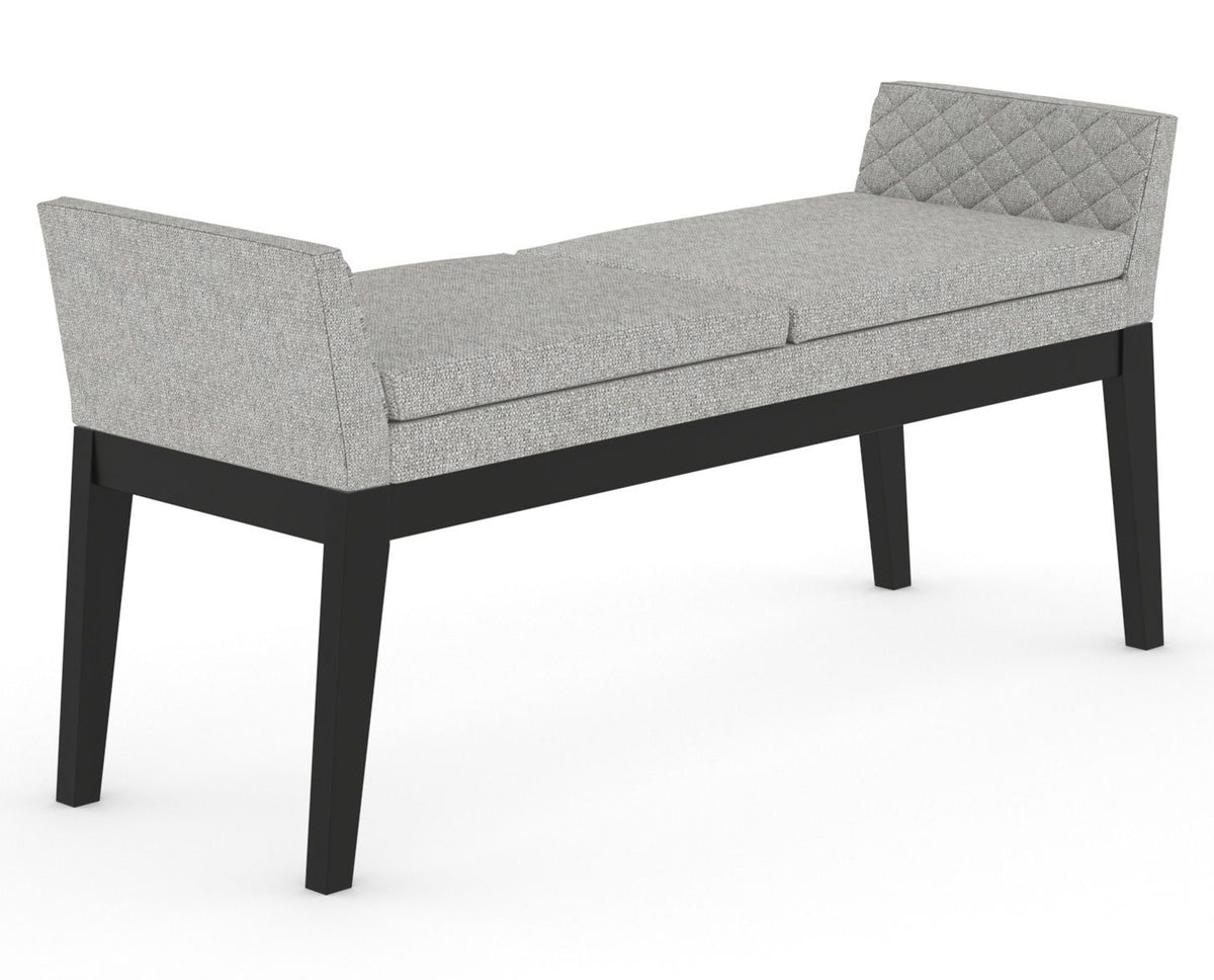 Canadel Downtown Upholstered Bench 5170 in 7C Fabric and 05 Peppercorn Washed, three-quarter view