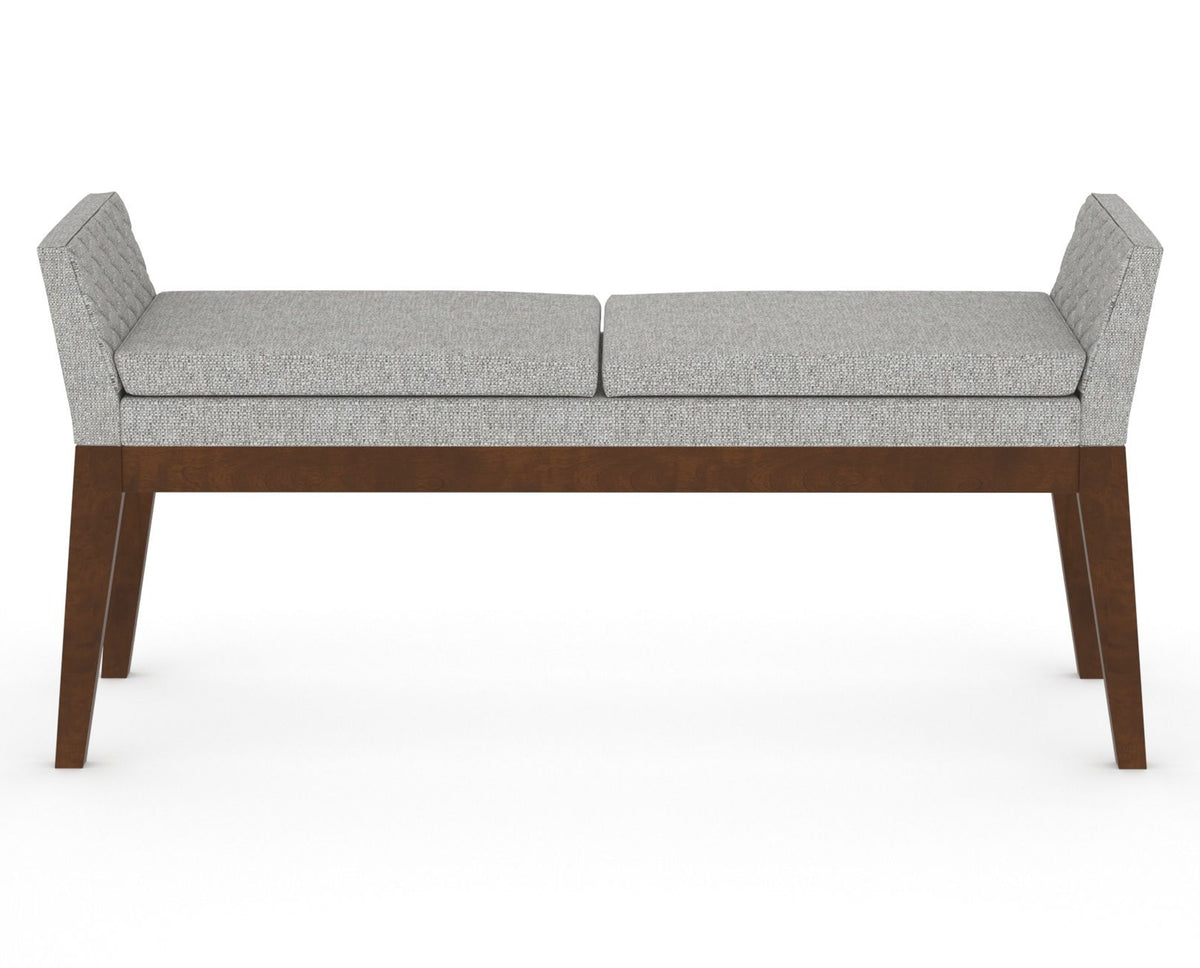 Canadel Downtown Upholstered Bench 5170 in 7C Fabric and 19 Cognac Washed, back view