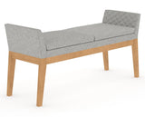 Canadel Downtown Upholstered Bench 5170 in 7C Fabric and 20 Caramel Washed, three-quarter view