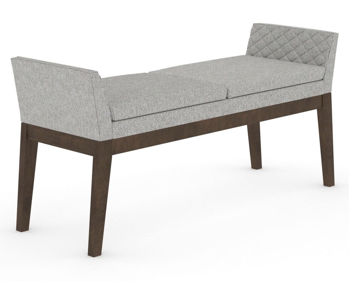 Canadel Downtown Upholstered Bench 5170 in 7C Fabric and 29 Hazelnut Washed, three-quarter view