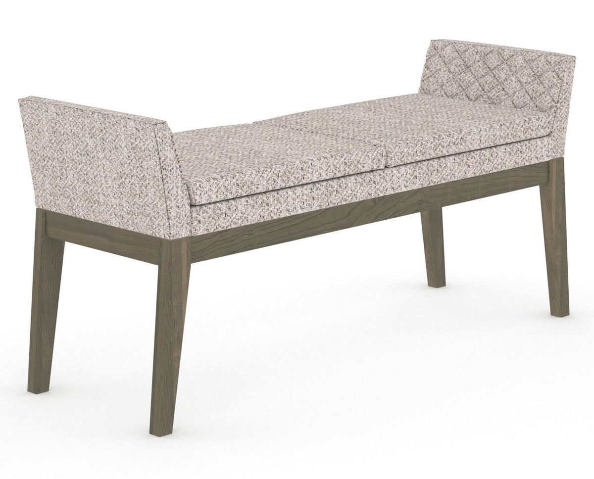 Canadel Downtown Upholstered Bench 5170 in FP Crypton® and 08 Shadow, three-quarter view
