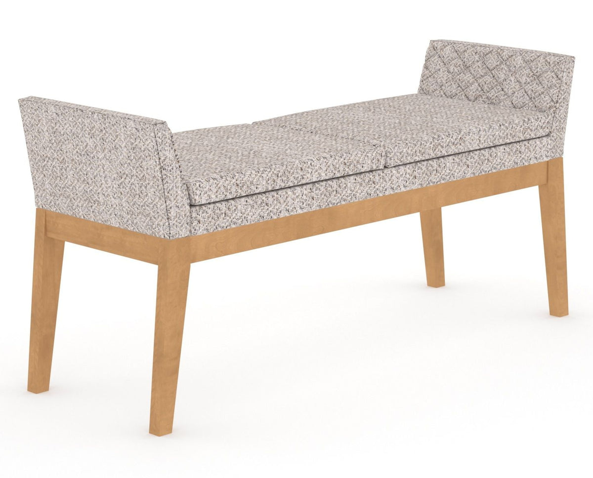 Canadel Downtown Upholstered Bench 5170 in FP Crypton® and 20 Caramel Washed, three-quarter view