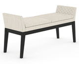 Canadel Downtown Upholstered Bench 5170 in FT InsideOut® and 05 Peppercorn Washed, three-quarter view