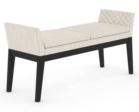 Canadel Downtown Upholstered Bench 5170 in FT InsideOut® and 05 Peppercorn Washed, three-quarter view