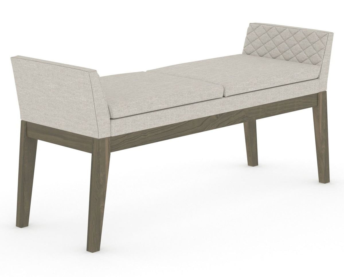 Canadel Downtown Upholstered Bench 5170 in TB Fabric and 08 Shadow, three-quarter view