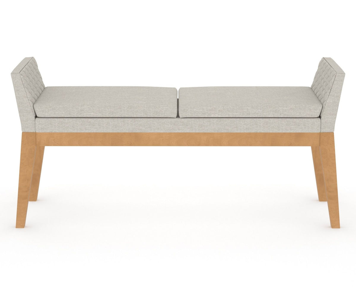 Canadel Downtown Upholstered Bench 5170 in TB Fabric and 20 Caramel Washed, front view