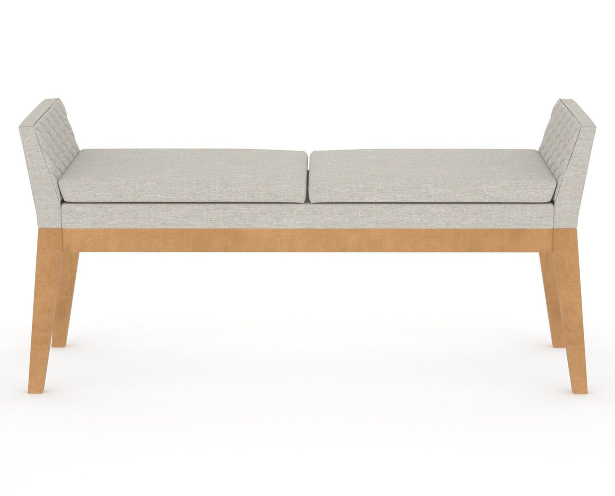 Canadel Downtown Upholstered Bench 5170 in TB Fabric and 20 Caramel Washed, back view