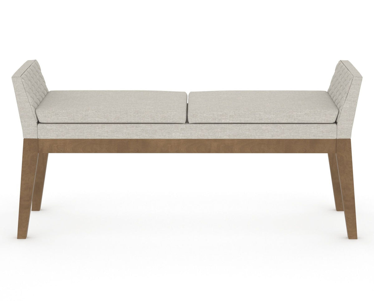 Canadel Downtown Upholstered Bench 5170 in TB Fabric and 25 Pecan Washed, back view