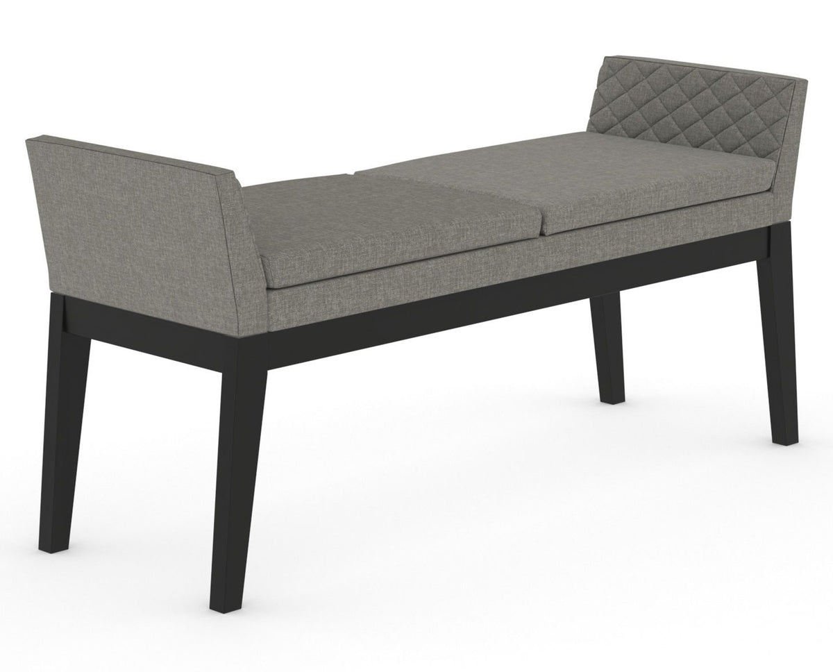 Canadel Downtown Upholstered Bench 5170 in Peppercorn Washed & Fabric TN, three-quarter view