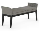 Canadel Downtown Upholstered Bench 5170 in Peppercorn Washed & Fabric TN, three-quarter view