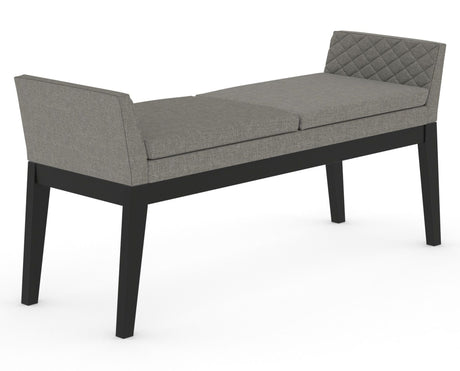 Canadel Downtown Upholstered Bench 5170 in Peppercorn Washed & Fabric TN, three-quarter view