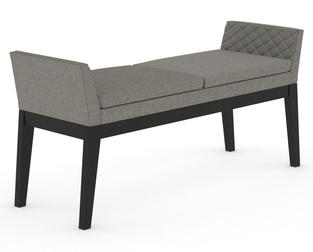 Canadel Downtown Upholstered Bench 5170 in Peppercorn Washed & Fabric TN, three-quarter view