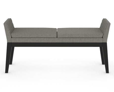 Canadel Downtown Upholstered Bench 5170 in Peppercorn Washed & Fabric TN, front view