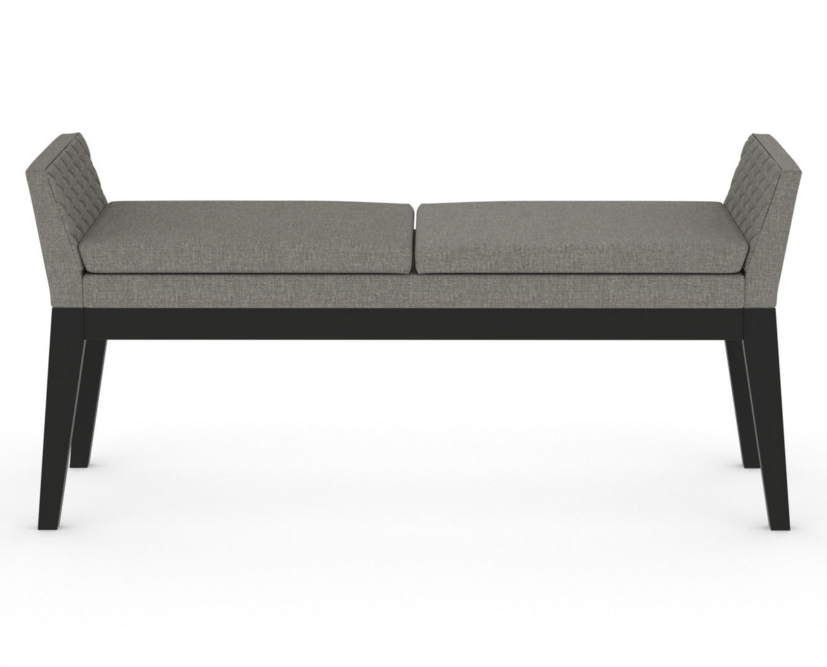 Canadel Downtown Upholstered Bench 5170 in Peppercorn Washed & Fabric TN, back view