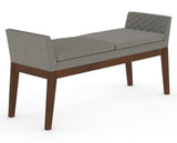 Canadel Downtown Upholstered Bench 5170 in TN Fabric and 19 Cognac Washed, three-quarter view