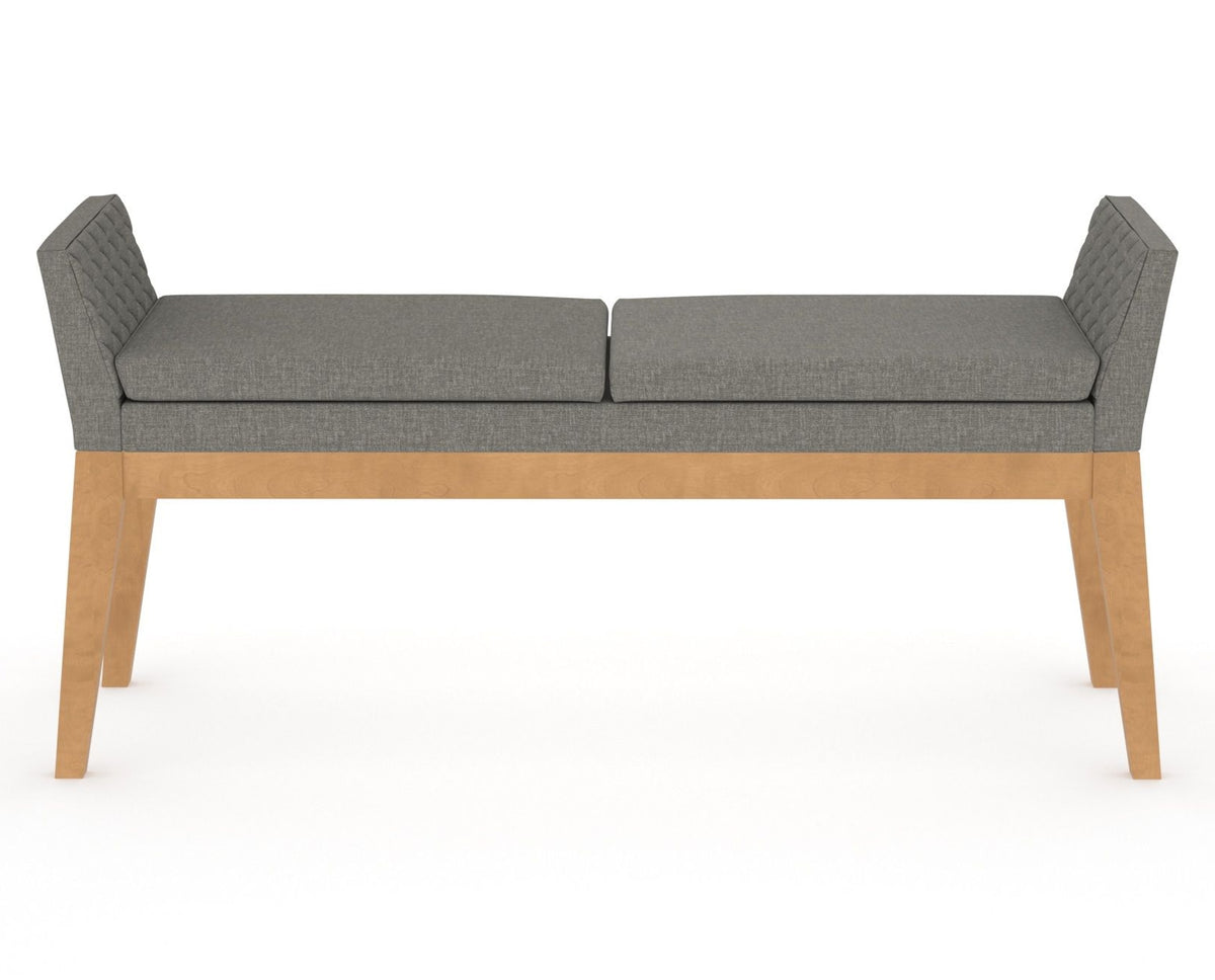 Canadel Downtown Upholstered Bench 5170 in TN Fabric and 20 Caramel Washed, back view