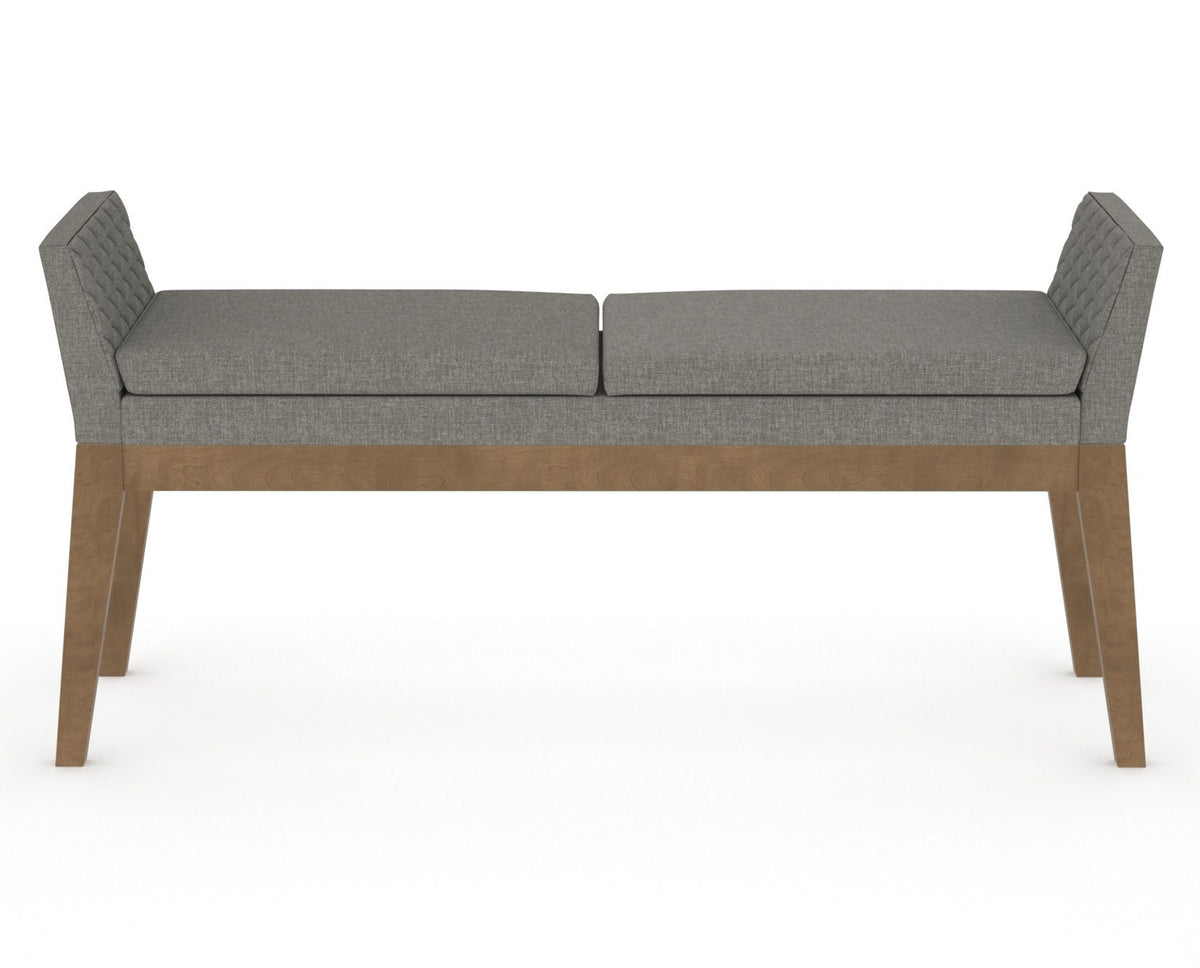 Canadel Downtown Upholstered Bench 5170 in TN Fabric and 25 Pecan Washed, front view