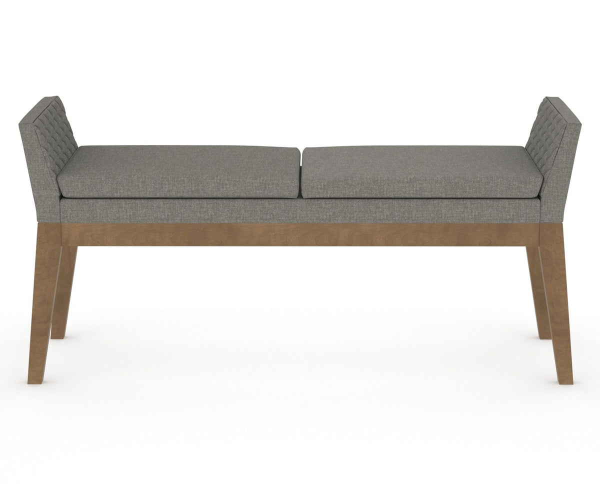 Canadel Downtown Upholstered Bench 5170 in TN Fabric and 25 Pecan Washed, back view