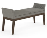 Canadel Downtown Upholstered Bench 5170 in TN Fabric and 29 Hazelnut Washed, three-quarter view