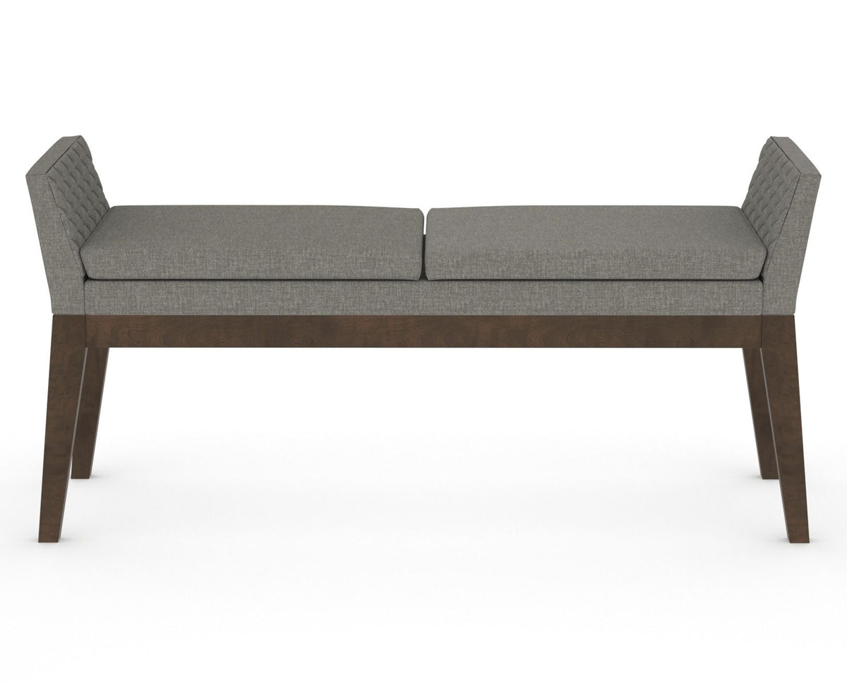 Canadel Downtown Upholstered Bench 5170 in TN Fabric and 29 Hazelnut Washed, back view