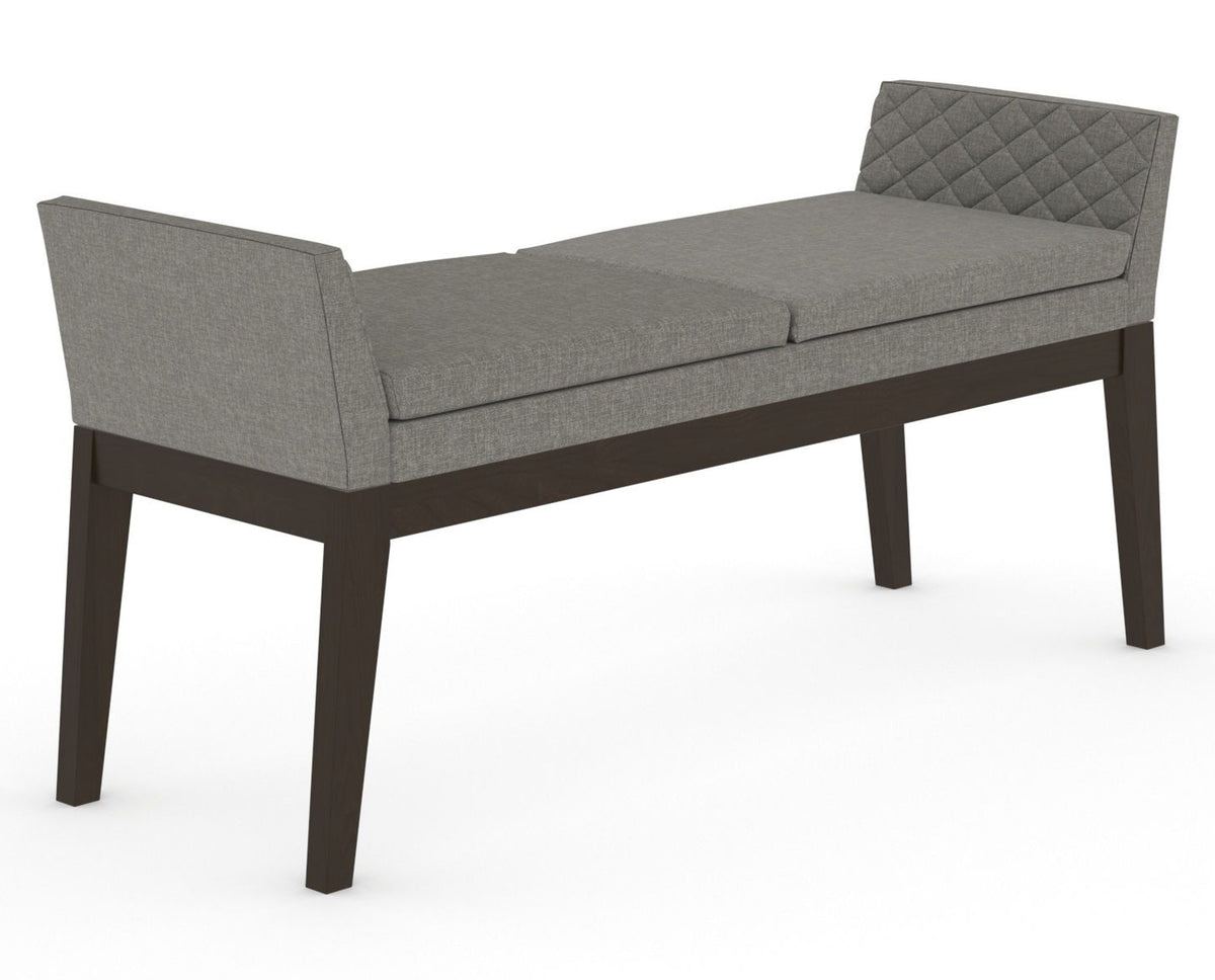 Canadel Downtown Upholstered Bench 5170 in TN Fabric and 59 Davy's Grey, three-quarter view
