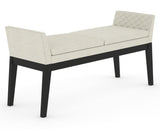Canadel Downtown Upholstered Bench 5170 in TW Fabric and 05 Peppercorn Washed, three-quarter view
