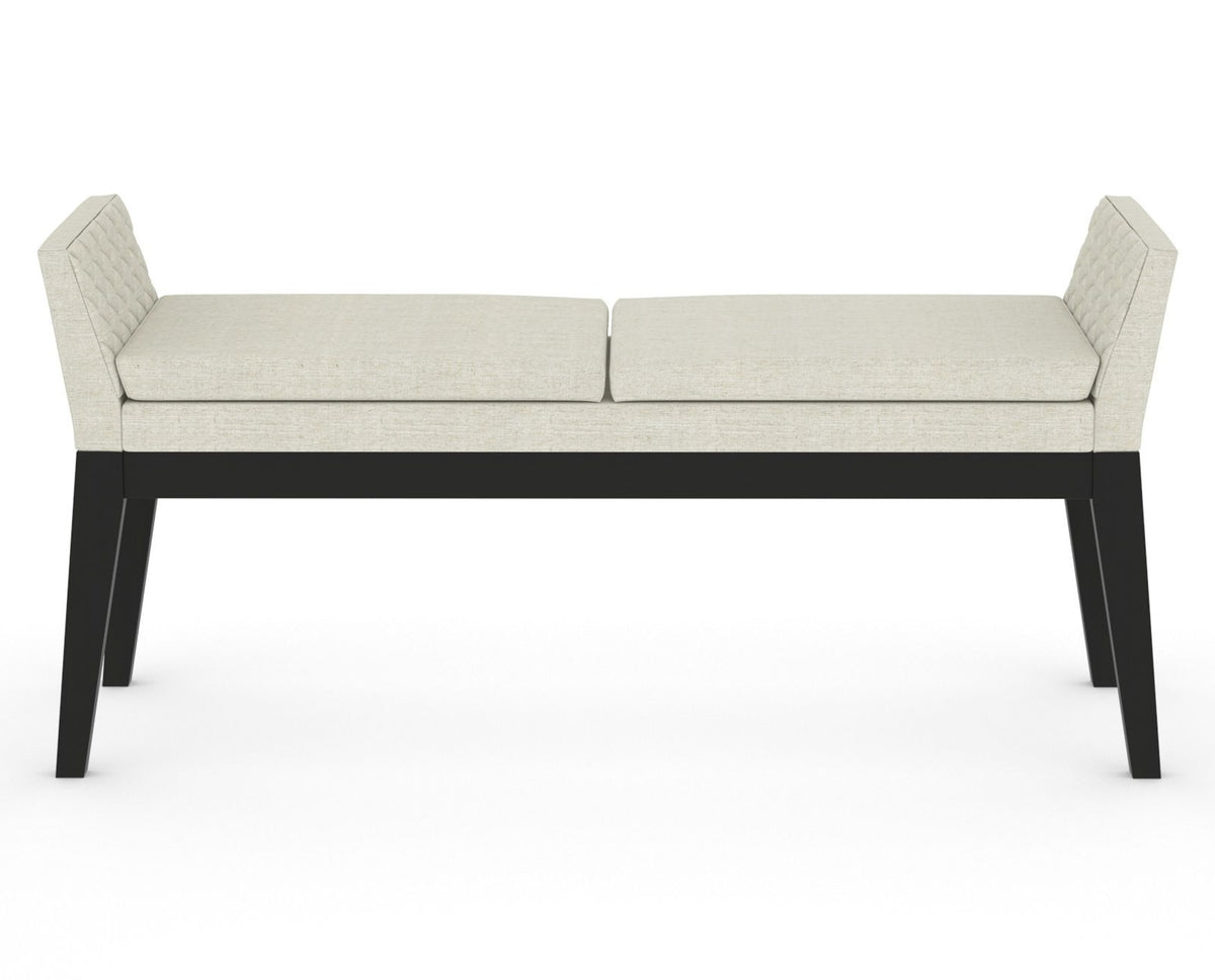 Canadel Downtown Upholstered Bench 5170 in TW Fabric and 05 Peppercorn Washed, back view