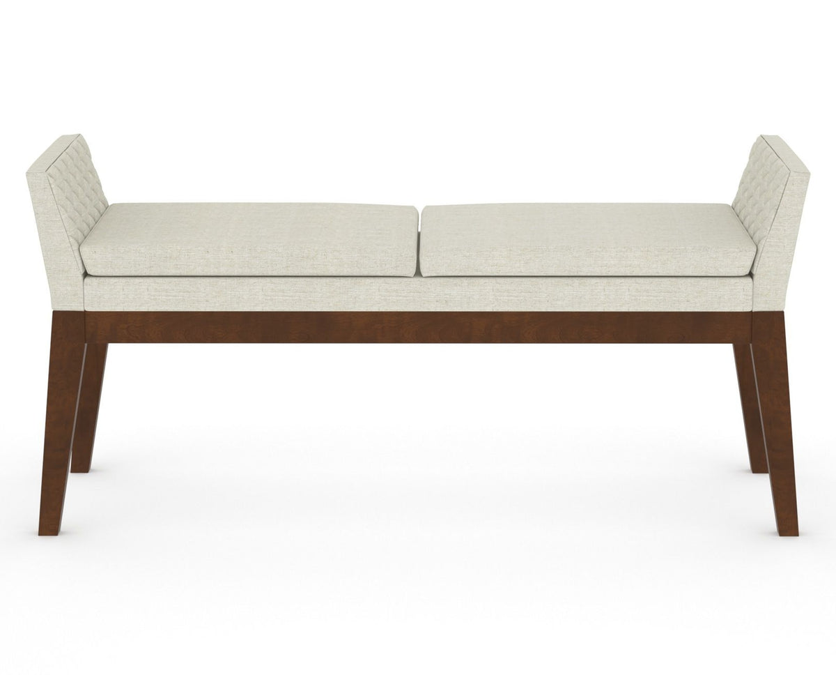 Canadel Downtown Upholstered Bench 5170 in TW Fabric and 19 Cognac Washed, back view