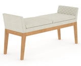 Canadel Downtown Upholstered Bench 5170 in TW Fabric and 20 Caramel Washed, three-quarter view