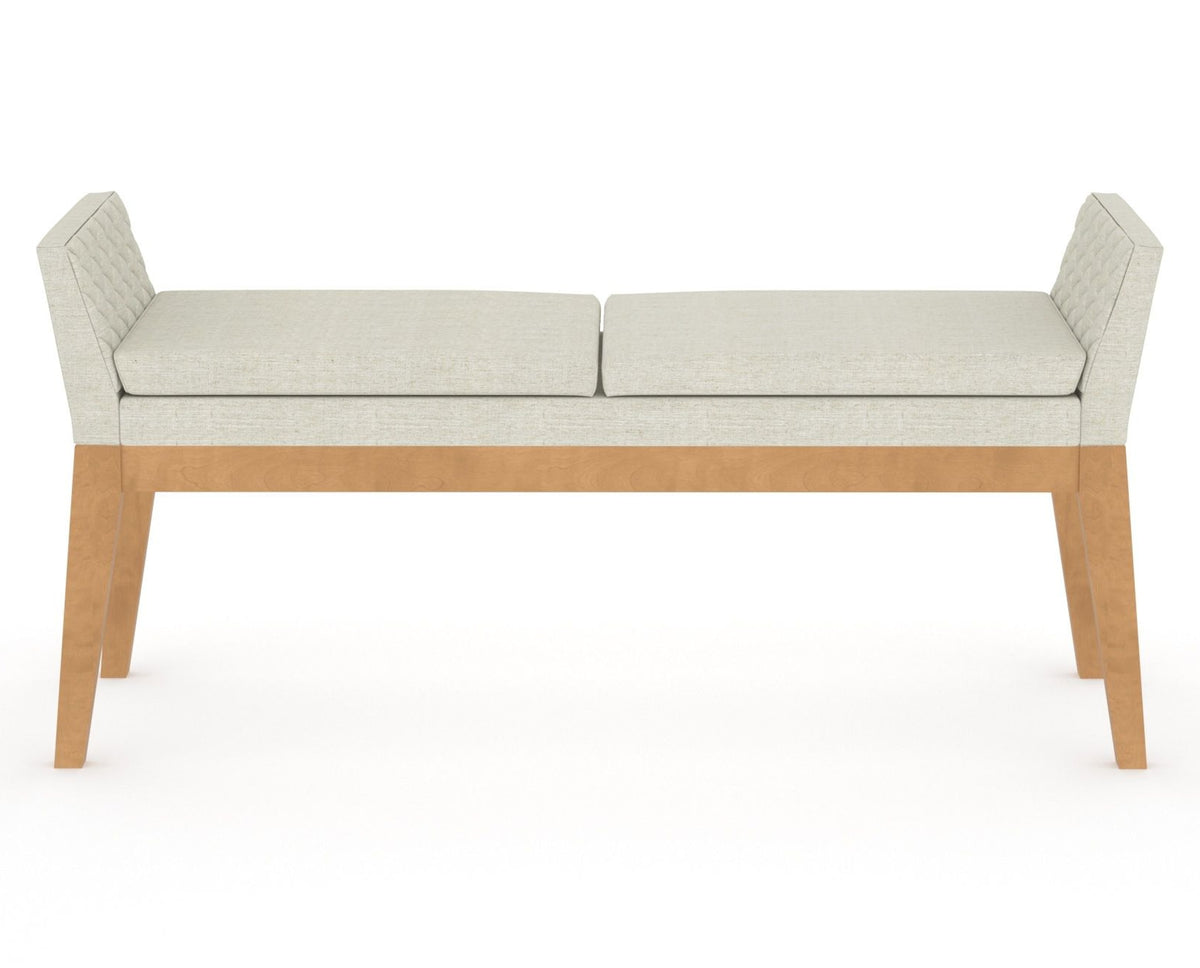 Canadel Downtown Upholstered Bench 5170 in TW Fabric and 20 Caramel Washed, back view