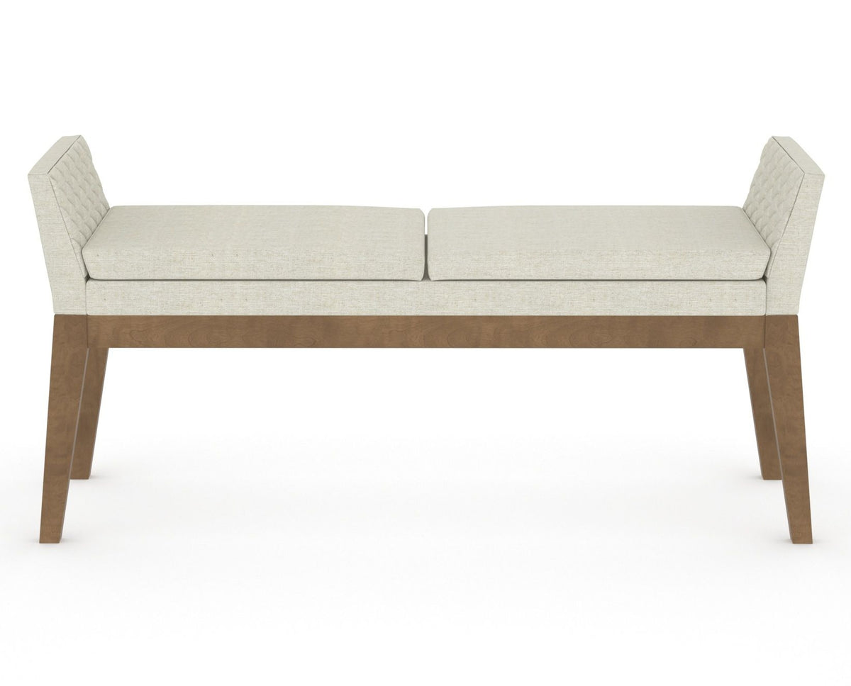 Canadel Downtown Upholstered Bench 5170 in TW Fabric and 25 Pecan Washed, front view