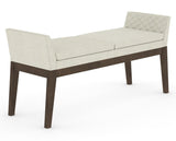 Canadel Downtown Upholstered Bench 5170 in TW Fabric and 29 Hazelnut Washed, three-quarter view