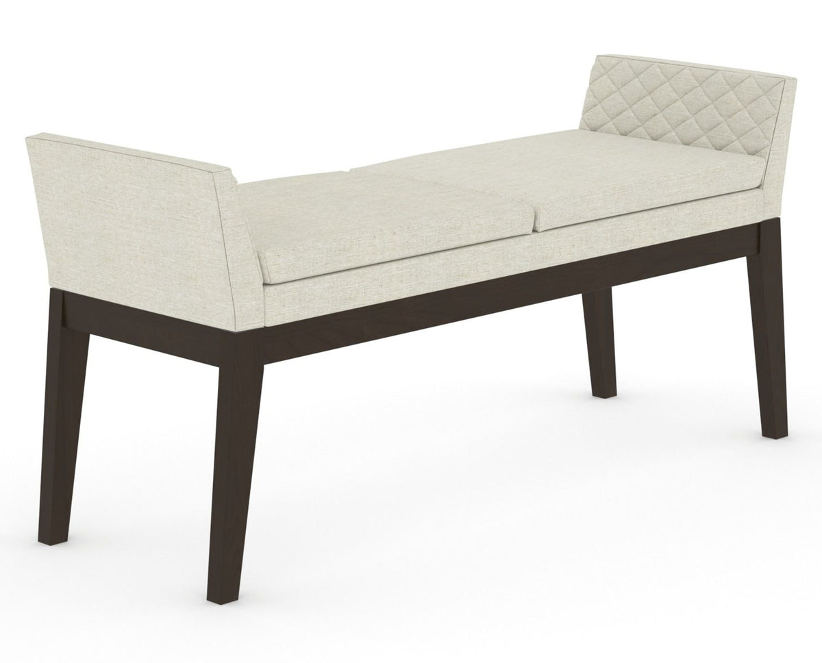 Canadel Downtown Upholstered Bench 5170 in TW Fabric and 59 Davy's Grey, three-quarter view