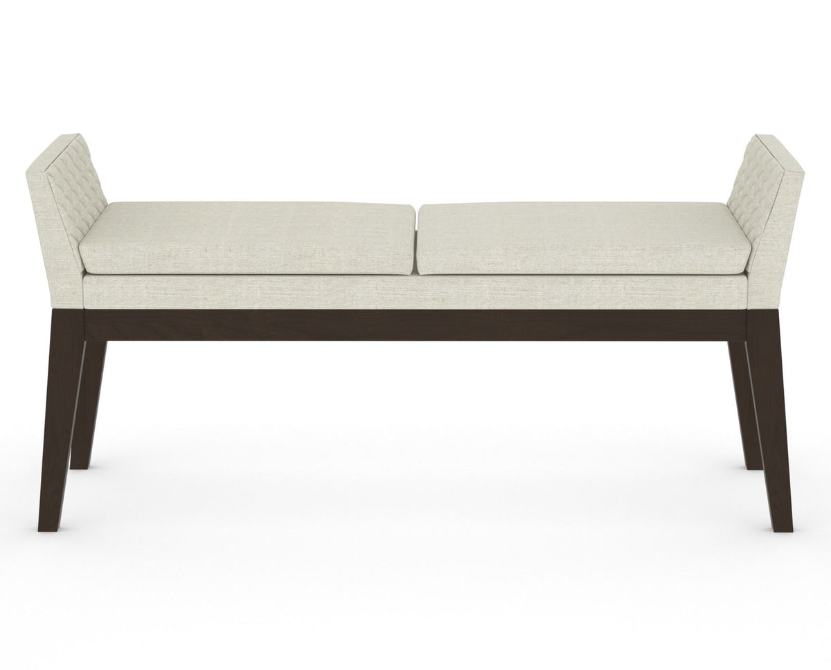 Canadel Downtown Upholstered Bench 5170 in TW Fabric and 59 Davy's Grey, back view