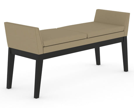 Canadel Downtown Upholstered Bench 5170 in XY Faux Leather and 05 Peppercorn Washed, three-quarter view