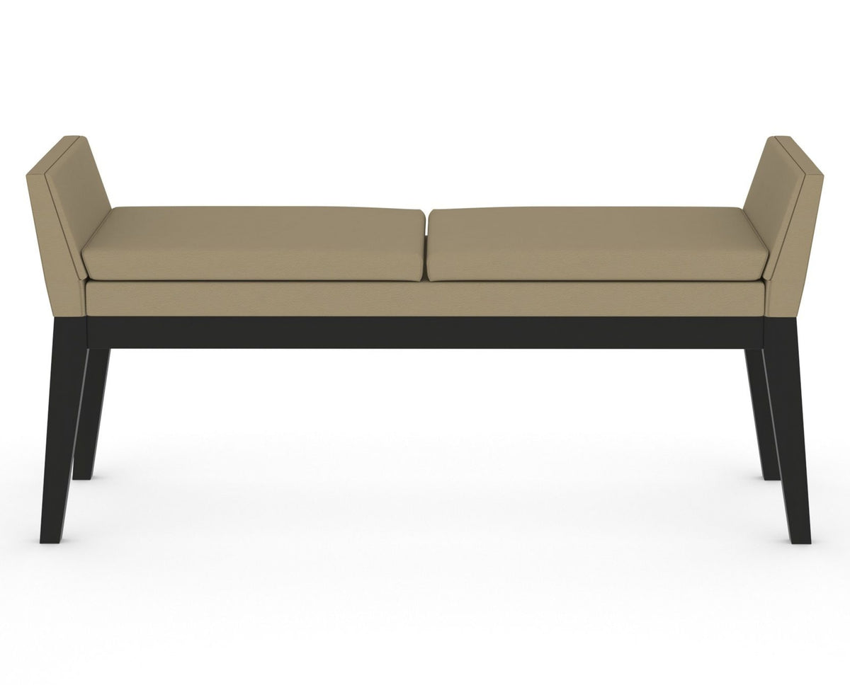 Canadel Downtown Upholstered Bench 5170 in XY Faux Leather and 05 Peppercorn Washed, back view